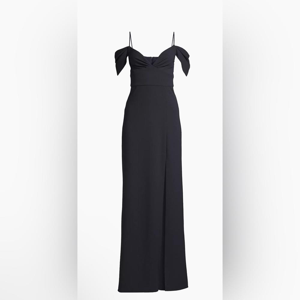 Sachin & Babi Brittany Stretch Crepe Cold-Shoulder Gown. Navy. NWT!